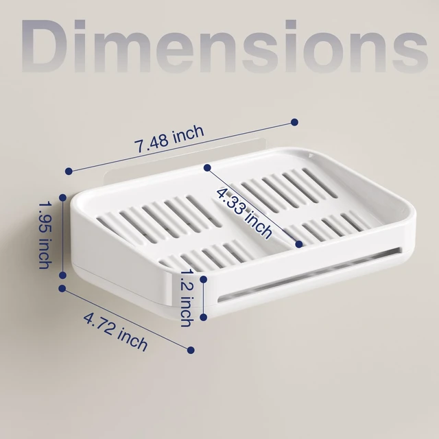 Alt view image 7 of 7 - Self-Draining Soap Dish, 2-Compartment Bar Soap Holder | Soap Saver with Magnetic Detachable Tray, Shampoo and Conditioner Bar Holder, ABS Plastic Soap Holder for Shower, White