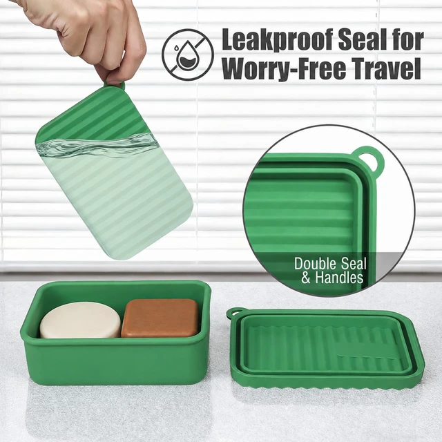 Alt view image 3 of 7 - Extra Large Shampoo and Conditioner Bar Travel Case (Deep Green) | Large Soap Container with Draining Layer, Keep Soap Dry for Extended Trips, Camping, Outdoor Adventures, or Truck Drivers