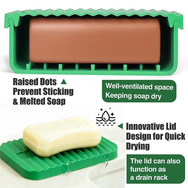 Alt view image 4 of 7 - Extra Large Shampoo and Conditioner Bar Travel Case (Deep Green) | Large Soap Container with Draining Layer, Keep Soap Dry for Extended Trips, Camping, Outdoor Adventures, or Truck Drivers