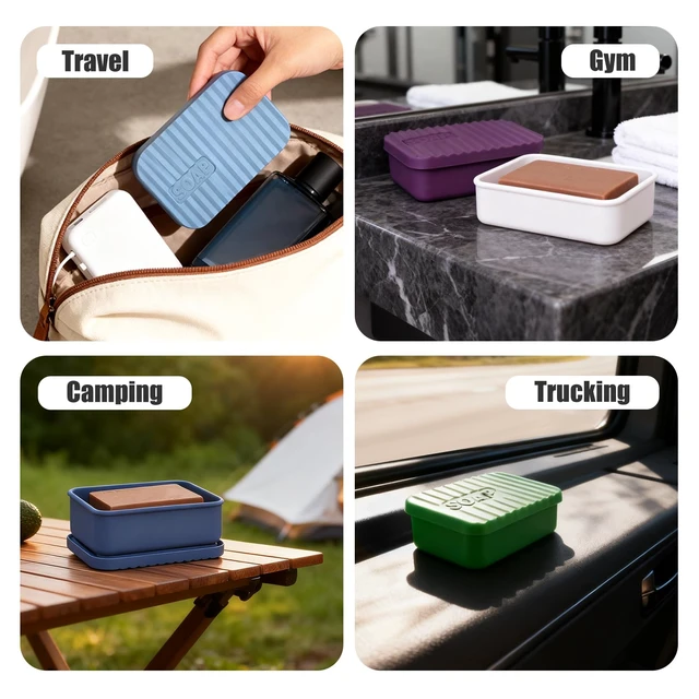 Alt view image 6 of 7 - Extra Large Shampoo and Conditioner Bar Travel Case (Deep Green) | Large Soap Container with Draining Layer, Keep Soap Dry for Extended Trips, Camping, Outdoor Adventures, or Truck Drivers