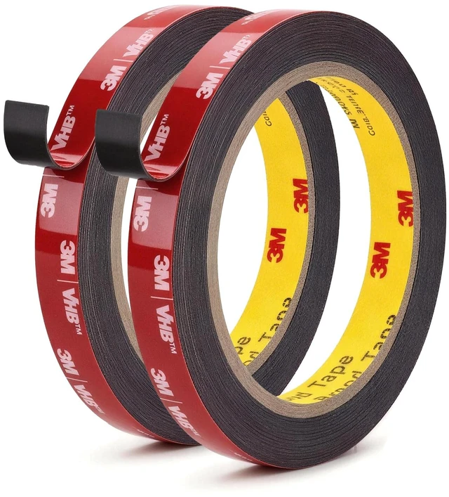 Main image of 3M 5925 Double Sided Tape, 0.5 in x 16.4 ft Heavy Duty Foam Tape, 2 Pack | 0.025 in Black Acrylic Foam, Water-Resistant Bond, for RV, Auto, LED Strips, Metal, Glass, Tile and Wood