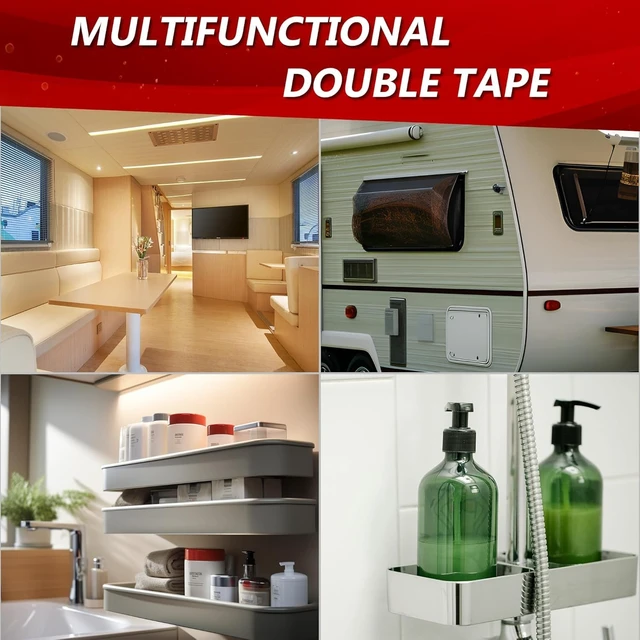 Alt view image 7 of 7 - 3M 5925 Double Sided Tape, 0.5 in x 16.4 ft Heavy Duty Foam Tape, 2 Pack | 0.025 in Black Acrylic Foam, Water-Resistant Bond, for RV, Auto, LED Strips, Metal, Glass, Tile and Wood