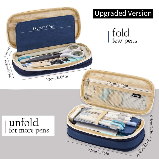 Alt view image 3 of 7 - Big Capacity Pencil Pen Case Office College School Large Storage High Capacity Bag Pouch Holder Box Organizer Blue