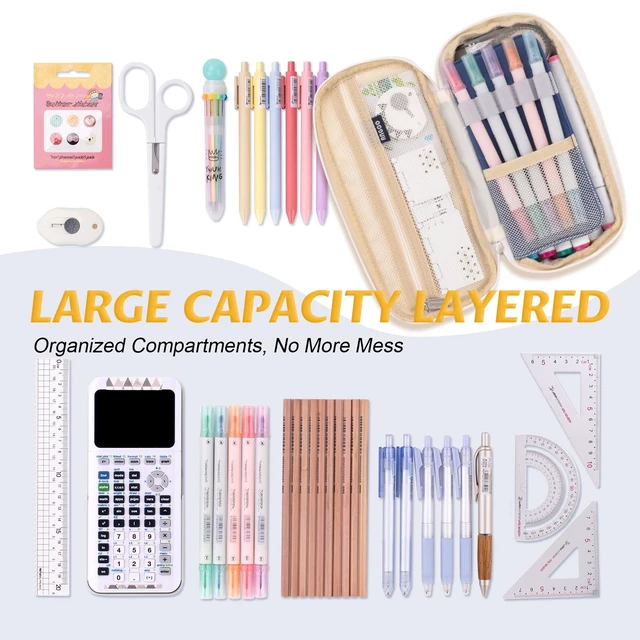 Alt view image 5 of 7 - Big Capacity Pencil Pen Case Office College School Large Storage High Capacity Bag Pouch Holder Box Organizer Blue