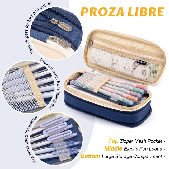Alt view image 6 of 7 - Big Capacity Pencil Pen Case Office College School Large Storage High Capacity Bag Pouch Holder Box Organizer Blue