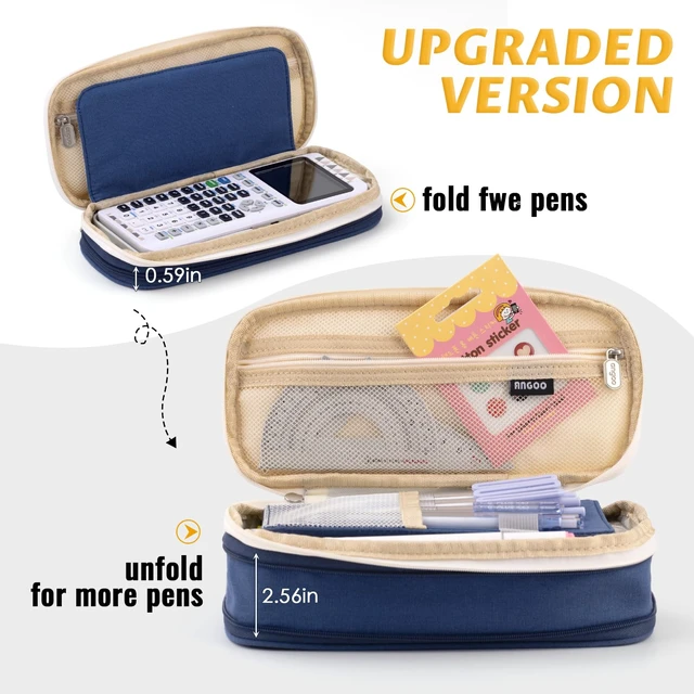 Alt view image 4 of 7 - Big Capacity Pencil Pen Case Office College School Large Storage High Capacity Bag Pouch Holder Box Organizer Blue