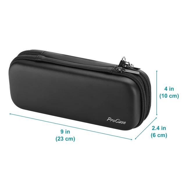 Alt view image 3 of 6 - 2-Layer Hard Pencil Case, Large Capacity Storage Box Pouch, Black | Stationery Holder Organizer with Zipper Fits Pens Desk Office & School Supplies