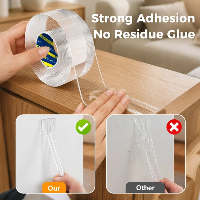 Alt view image 3 of 7 - Heavy-Duty Anti-Collision Edge Tape 2inX11.5FT Clear Self-Adhesive Corner Protector, Waterproof Wear-Resistant Strip for High Traffic Home Areas