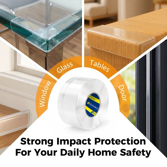 Alt view image 7 of 7 - Heavy-Duty Anti-Collision Edge Tape 2inX11.5FT Clear Self-Adhesive Corner Protector, Waterproof Wear-Resistant Strip for High Traffic Home Areas