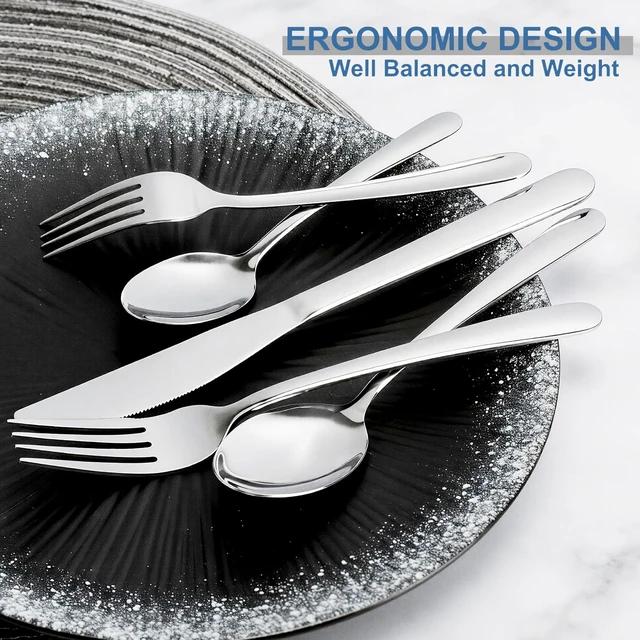 Alt view image 6 of 7 - Silverware Set for 4-20 Piece Stainless Steel Flatware Set with Spoons, Forks, Knives, Heavy Duty Mirror Polished Flatware for Home, Kitchen, Restaurant, Dishwasher Safe