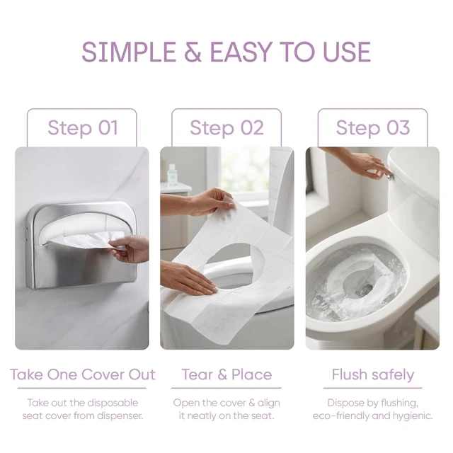 Alt view image 3 of 7 - Toilet Seat Covers Disposable Flushable(250x4Packs, 1000Pcs) - Large Size 14.7x16.7" (Half-Fold) Toilet Seat Cover - Paper Liners for Restroom, Bathroom, Kids Potty Training