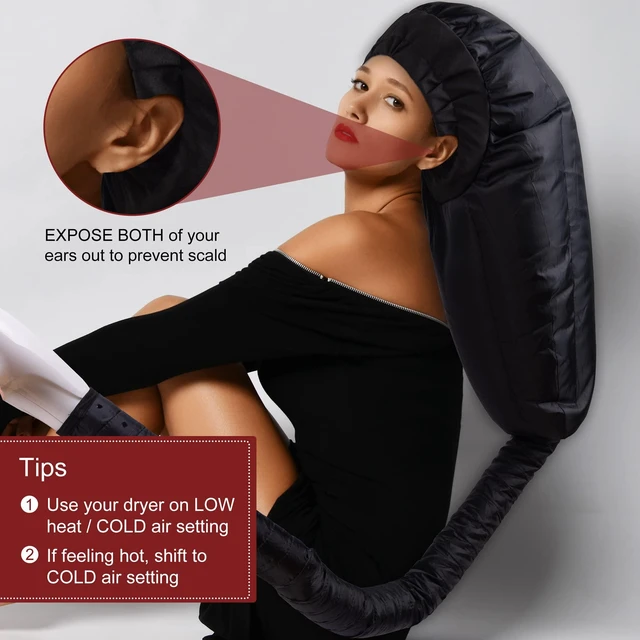 Alt view image 4 of 6 - Bonnet Hair Dryer Attachment for Women: Extra Large Adjustable Deep Conditioning Cap Drying Heat Cap for Natural Curly Hair, Home Use (Black)