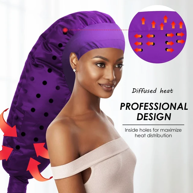 Alt view image 4 of 7 - Hair Dryer Bonnet Attachment: Upgraded Extra Large Hooded Dryer Adjustable Hair Dryer Caps - Easy to Use for Natural Curly Textured Hair Care Styling Fast Drying - Purple