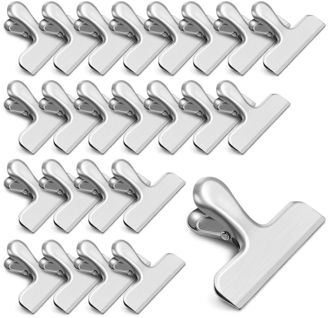 Main image of 24 Pack Bag Clips, Heavy Duty Chip Clips, Stainless Steel Chip Bag Clip,for Kitchen and Office to Seal Coffee Bags, Paper Sheets, Metal Clip Air Tight Seal-3 Inches(Silver)
