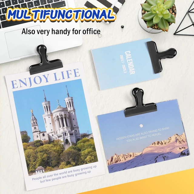Alt view image 5 of 6 - 24 Pack Stainless Steel Chip Bag Clips, Chip Clips for Food Bags, Heavy Duty Clip for Kitchen and Office to Seal Coffee Bags, Paper Sheets, Air Tight Seal-3 Inches, Black