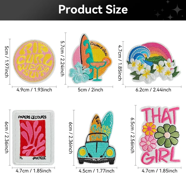 Alt view image 2 of 6 - 48pcs Summer Iron on Patches for Clothing Hat Tote Bag | Embroidered Iron on/Sew on Patches Beach Applique for Clothing Jeans Jacket Backpack Swimsuits