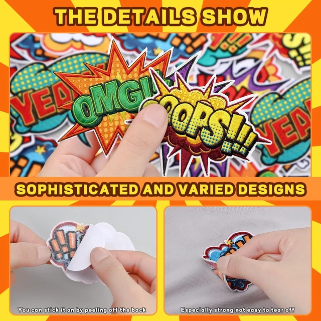 Alt view image 3 of 6 - 36 Pcs 3 Inch Hero Patches Self-Adhesive Embroidery Badge Sticker | Sew-on/self-Adhesive Patches, Suitable for Clothes Dresses Hats Jeans DIY Accessories, 9 Styles