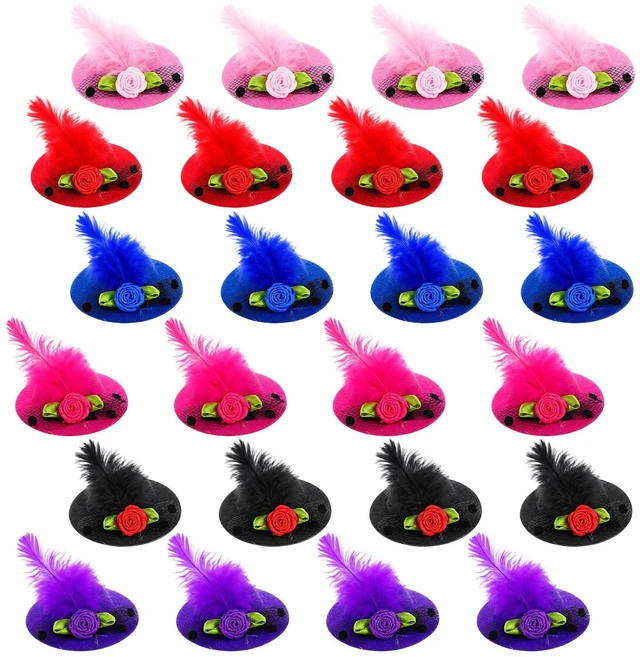 Main image of 24 Pcs Mini Tea Party Hat Barrettes 2"Top Hat Hair Hairpins for Girls Women | Mini Hat Clips 2" Tea Party Hats for Girls Women Top Hat Hair Barrette Hairpin for Costume Accessory Decoration 6 Colors