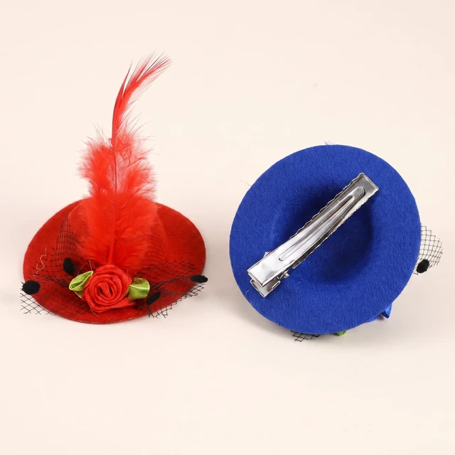 Alt view image 4 of 6 - 24 Pcs Mini Tea Party Hat Barrettes 2"Top Hat Hair Hairpins for Girls Women | Mini Hat Clips 2" Tea Party Hats for Girls Women Top Hat Hair Barrette Hairpin for Costume Accessory Decoration 6 Colors