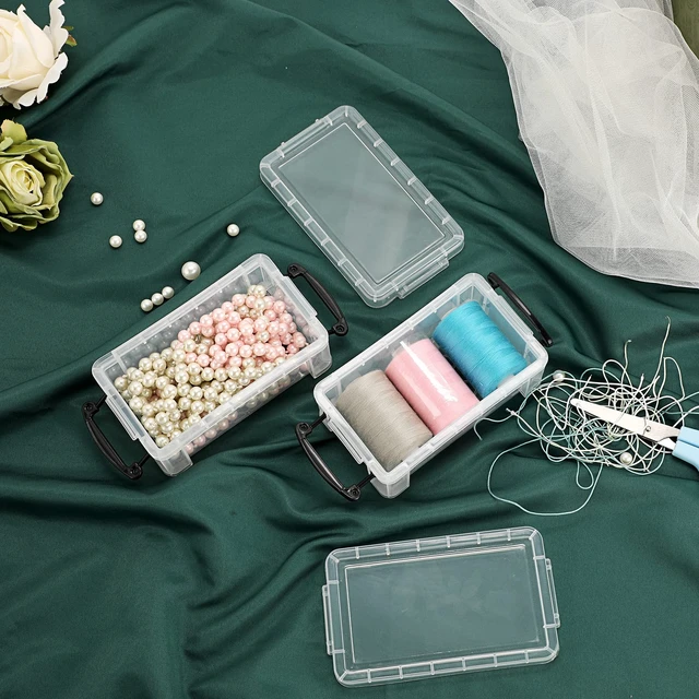 Alt view image 5 of 7 - 6 Pack Small Clear Plastic Storage Box with Lid Mini Sewing Box Organizer with Black Latch Stackable Craft Storage Containers Small Organizer Box for Stationery, Jewelry, and More