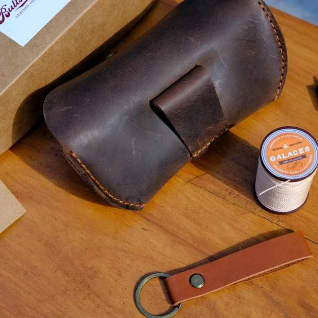 Alt view image 5 of 7 - Leather Eyeglasses Case,Flexible Sunglasses Pouch Slim Case for Women Men Horizontal Eyeglass Case - Brown
