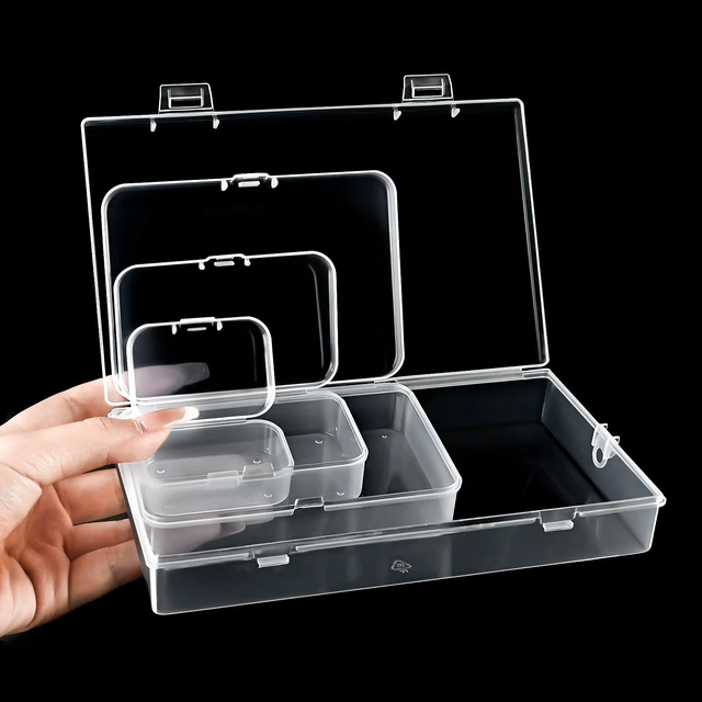 Alt view image 4 of 7 - Small Plastic Storage Containers with Lids, 4 Sizes, 24 Pack | Mini Bead Storage and Organizers, Rectangular Small Items Organizer Boxes with Hinged Lids and Labels for Craft Jewelry