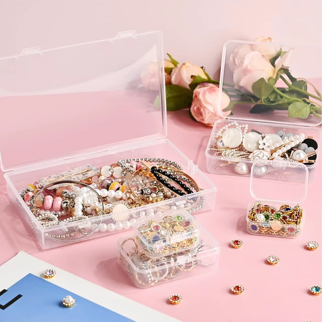 Alt view image 5 of 7 - Small Plastic Storage Containers with Lids, 4 Sizes, 24 Pack | Mini Bead Storage and Organizers, Rectangular Small Items Organizer Boxes with Hinged Lids and Labels for Craft Jewelry