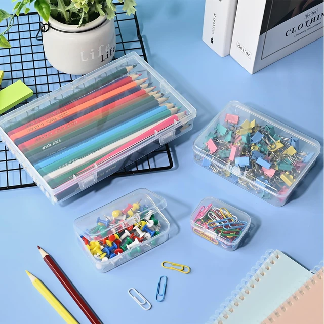 Alt view image 6 of 7 - Small Plastic Storage Containers with Lids, 4 Sizes, 24 Pack | Mini Bead Storage and Organizers, Rectangular Small Items Organizer Boxes with Hinged Lids and Labels for Craft Jewelry