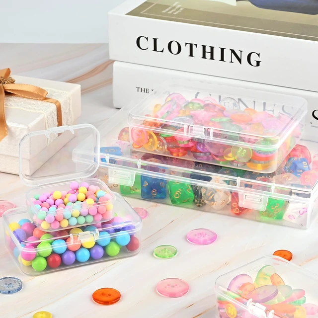 Alt view image 7 of 7 - Small Plastic Storage Containers with Lids, 4 Sizes, 24 Pack | Mini Bead Storage and Organizers, Rectangular Small Items Organizer Boxes with Hinged Lids and Labels for Craft Jewelry