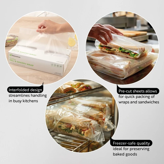 Alt view image 3 of 7 - Plastic Food Wraps 1000 Pack of 10.75" x 10" Pre-Cut Clear Sandwich Wraps Disposable Pop-Up Microwavable Freezable Greaseproof Food Covers for Burgers, Snacks, And Take Out