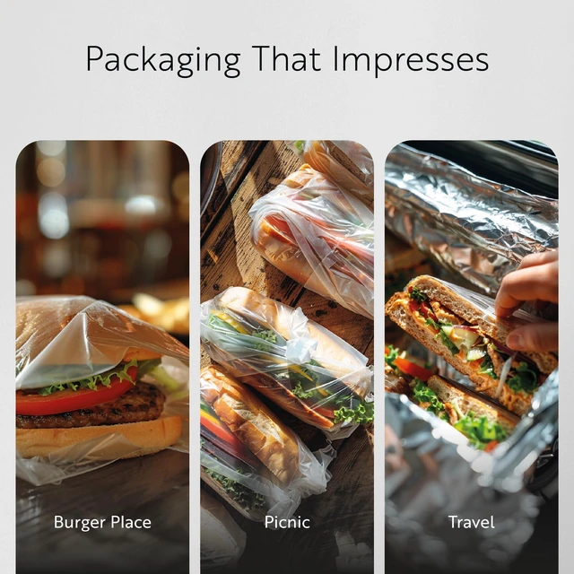 Alt view image 6 of 7 - Plastic Food Wraps 1000 Pack of 10.75" x 10" Pre-Cut Clear Sandwich Wraps Disposable Pop-Up Microwavable Freezable Greaseproof Food Covers for Burgers, Snacks, And Take Out