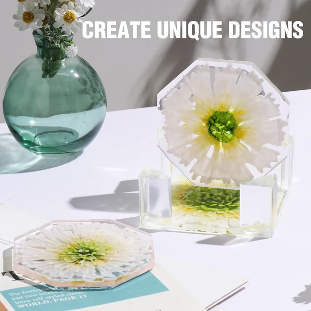 Alt view image 3 of 7 - 18 Pcs Coaster Resin Molds Silicone, Coaster Molds | with Round Square Octagon Shape Holder Molds for Epoxy Resin, DIY Art Craft Cup Mats