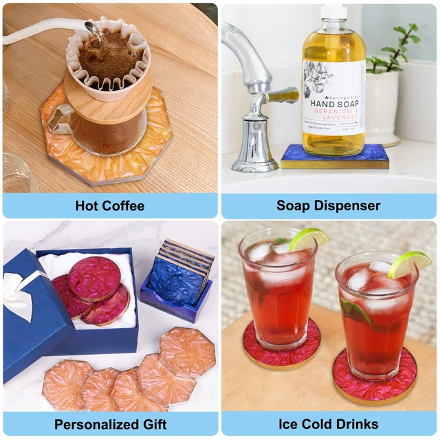 Alt view image 6 of 7 - 18 Pcs Coaster Resin Molds Silicone, Coaster Molds | with Round Square Octagon Shape Holder Molds for Epoxy Resin, DIY Art Craft Cup Mats