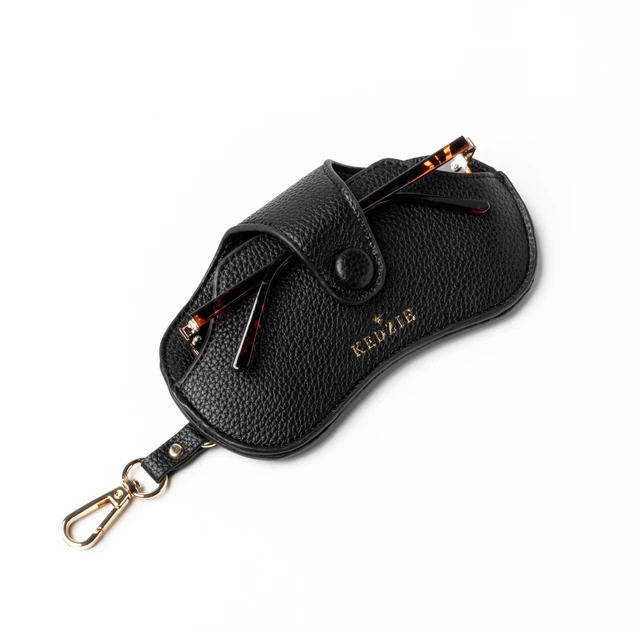 Main image of Eclipse Eyewear Case Unisex Vegan Leather Pouch - Black