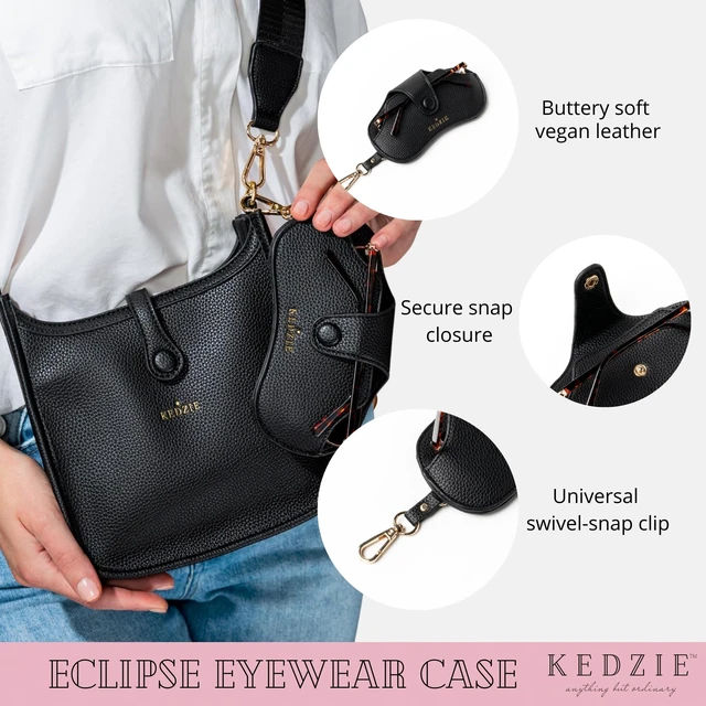 Alt view image 2 of 6 - Eclipse Eyewear Case Unisex Vegan Leather Pouch - Black