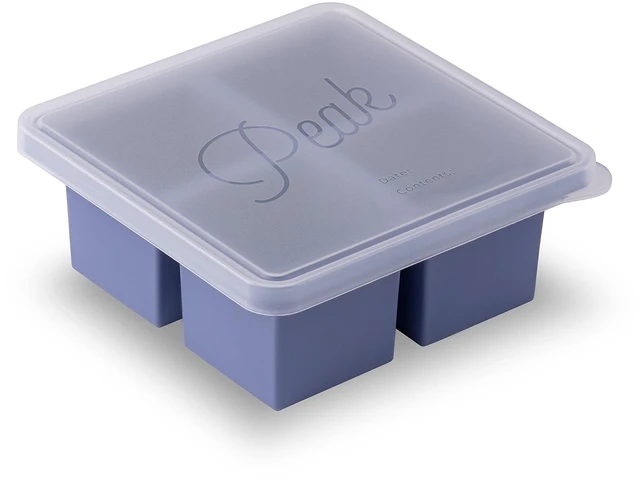 Main image of Cup Cubes Silicone Freezer Tray with Lid, Blue, Makes 4 Perfect 1-Cup Portions, Freeze & Store Soup, Broth, Sauce, Leftovers, Dishwasher Safe, 4-Cup