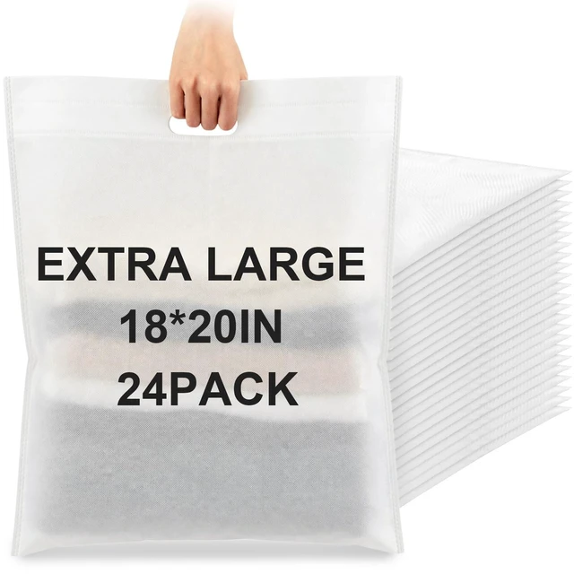 Main image of 24 Pack 18"x 20" Extra Large Reusable Non Woven Shopping Bags,White