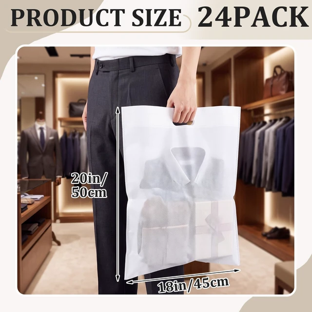Alt view image 2 of 6 - 24 Pack 18"x 20" Extra Large Reusable Non Woven Shopping Bags,White