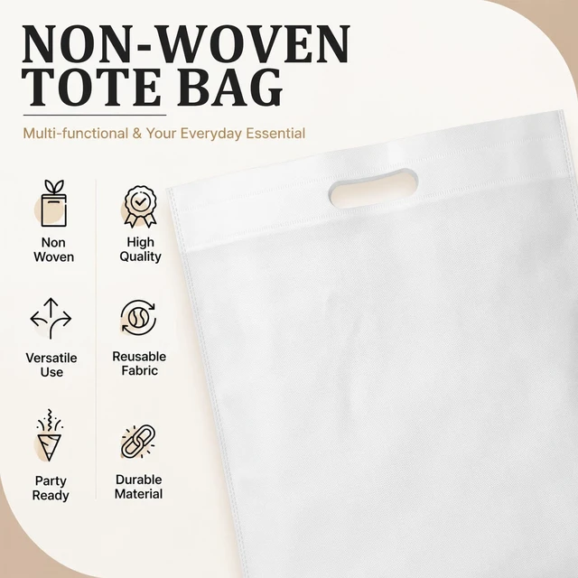 Alt view image 6 of 6 - 24 Pack 18"x 20" Extra Large Reusable Non Woven Shopping Bags,White