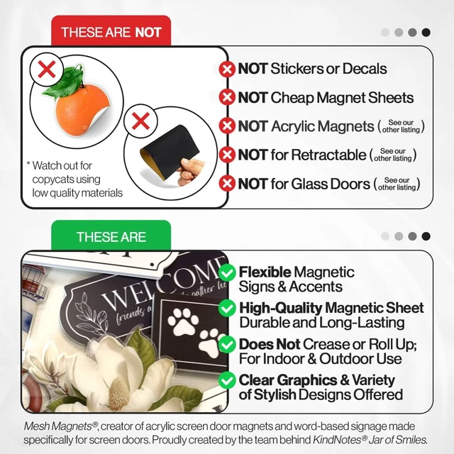 Alt view image 5 of 5 - 2 Pcs Screen Door Magnets | Signs & Decorations | Anti-Collision for People, Pets & Birds | 10 x 3.5 - Eat Drink Relax (Not Retractable)