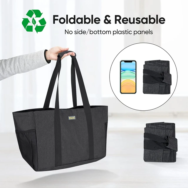 Alt view image 3 of 7 - Soft 9 Gallon Extra Large Utility Tote, Foldable Reusable Storage Bag (Charcoal Black)