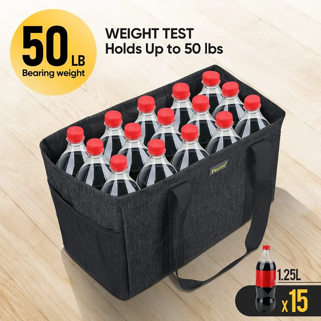 Alt view image 7 of 7 - Soft 9 Gallon Extra Large Utility Tote, Foldable Reusable Storage Bag (Charcoal Black)