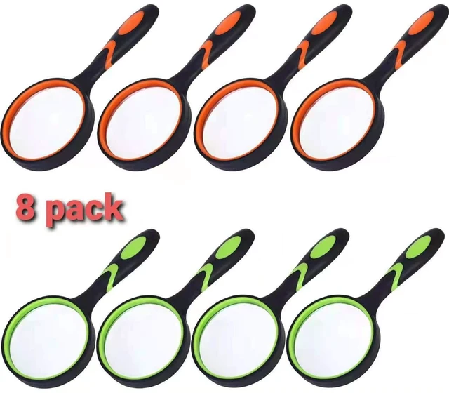Alt view image 3 of 5 - 8 Pack 8X Handheld Magnifying Glass Reading Magnifier 50mm Magnifying Glass Lens with Non-Slip Rubber Handle for Reading Hobbies and Science