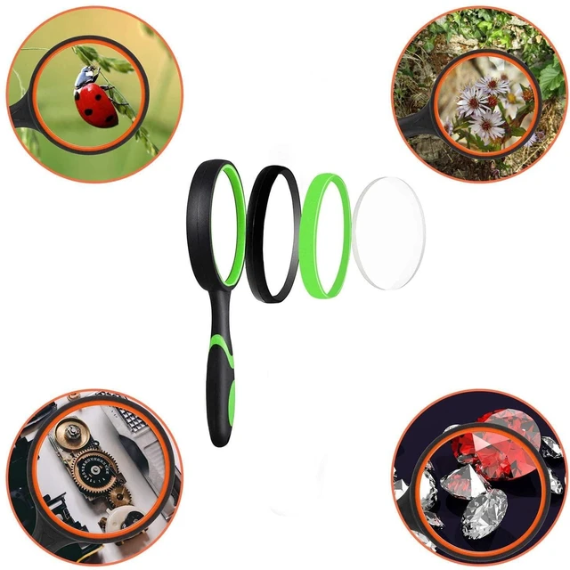 Alt view image 5 of 5 - 8 Pack 8X Handheld Magnifying Glass Reading Magnifier 50mm Magnifying Glass Lens with Non-Slip Rubber Handle for Reading Hobbies and Science