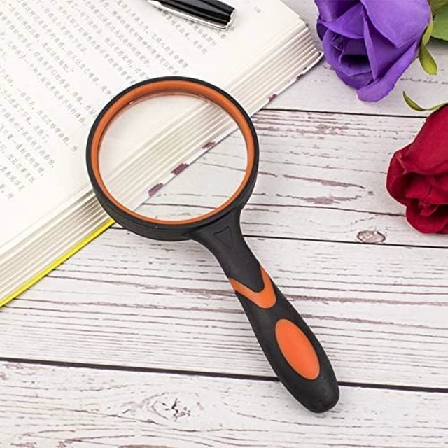 Alt view image 4 of 5 - 8 Pack 8X Handheld Magnifying Glass Reading Magnifier 50mm Magnifying Glass Lens with Non-Slip Rubber Handle for Reading Hobbies and Science