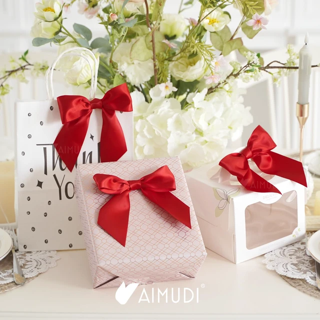 Alt view image 3 of 7 - Red Satin Bows 5.5" Bow for Gift Wrapping Satin Twist Tie Bows Premade Ribbon Bow for Treat Bags Invitations Baskets Wreaths Crafts Wedding Birthday Party Mother's Day Decorations, 24 PCs