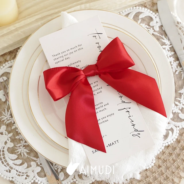 Alt view image 7 of 7 - Red Satin Bows 5.5" Bow for Gift Wrapping Satin Twist Tie Bows Premade Ribbon Bow for Treat Bags Invitations Baskets Wreaths Crafts Wedding Birthday Party Mother's Day Decorations, 24 PCs