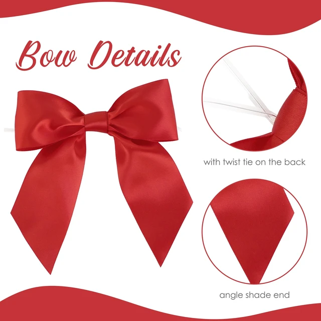 Alt view image 4 of 7 - Red Satin Bows 5.5" Bow for Gift Wrapping Satin Twist Tie Bows Premade Ribbon Bow for Treat Bags Invitations Baskets Wreaths Crafts Wedding Birthday Party Mother's Day Decorations, 24 PCs