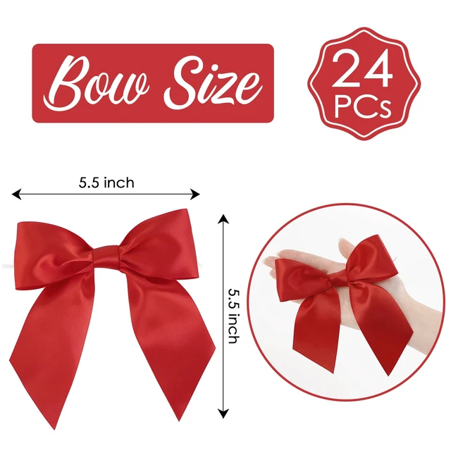 Alt view image 2 of 7 - Red Satin Bows 5.5" Bow for Gift Wrapping Satin Twist Tie Bows Premade Ribbon Bow for Treat Bags Invitations Baskets Wreaths Crafts Wedding Birthday Party Mother's Day Decorations, 24 PCs