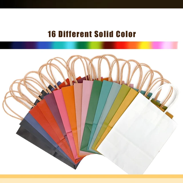 Alt view image 3 of 7 - 32-Packs Paper Bags with Handles Bulk 8.26"×6"×3.15" Small Gift Bags 16 Different Senior Color Bags Multiple UsesSmall Size
